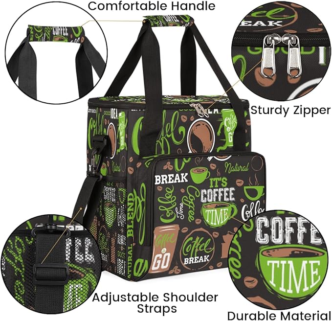 Green Coffee Cafe Maker Carrying Bag Travel Case Compatible with Keurig K-Mini or K-Mini Plus Portable Single Serve Coffee Brewer Case with Pockets for K-cup Pods