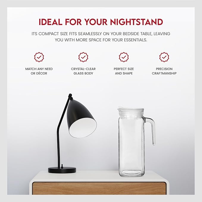 Amici Home Italian Igloo Quadra Glass Pitcher with Lid and Spout | 34 Ounce | Clear Glass Water Pitcher for Refrigerator | Carafe for Iced Tea, Juice, Milk, Cold Brew and Mimosa Bar
