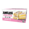 JUNKLESS Protein Bars - Birthday Cake - 15g Protein, Low Sugar, Gluten Free, High Fiber, Delicious Taste and Texture, Satisfying, Healthy Snack for Energy - 12 Bars