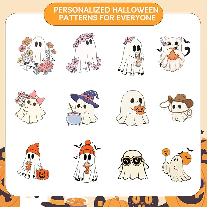 Personalized Halloween Tumbler- Boo Basket Stuffers - Can Shaped Glass with Lids and Straws18OZ -Cute Halloween Gifts for Boys Girls Kids Son Daughter