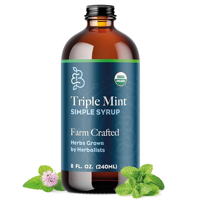Bluestem Botanicals Organic Triple Mint Simple Syrup, 8 oz, Cocktail and Mocktail Mixer for Drinks, Non-Alcoholic