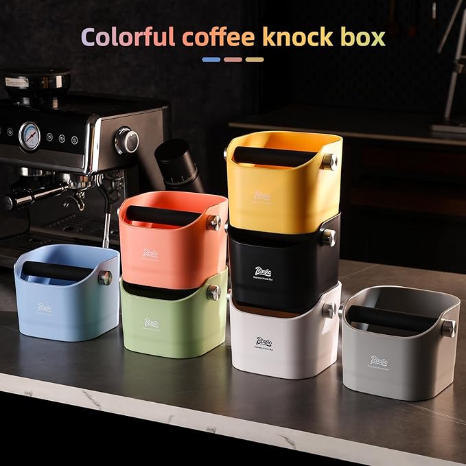 Espresso Knock Box - Bincoo Black Espresso Machine Knock Box/Espresso Grounds Knock Box, Barista Style Coffee Knock Box for Grounds with Removable Shock-Absorbent Knock Bar and Anti-Slip Base. (Black)