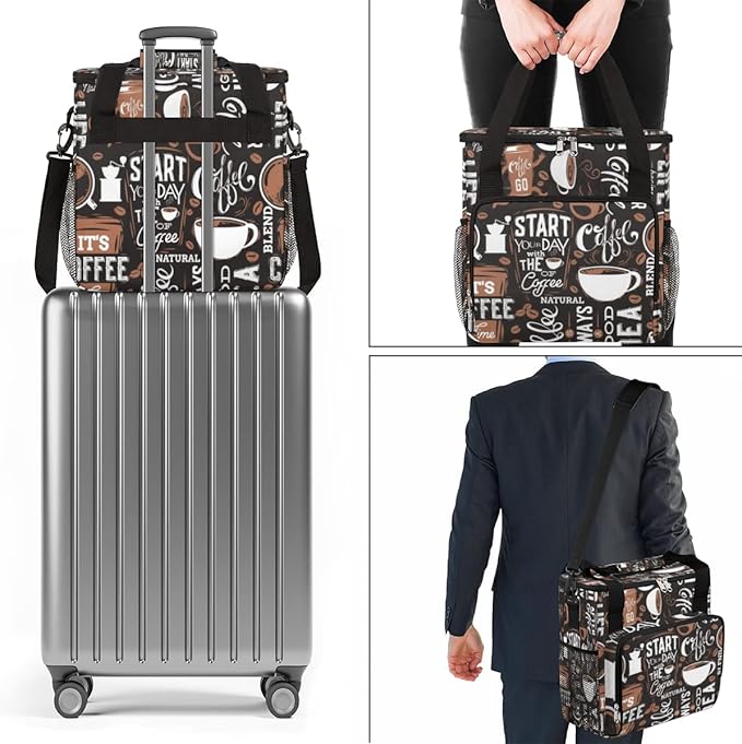 cfpolar Coffee Maker Storage Bag, Waterproof Travel Carrying Storage Tote Bag Organizer Case, Compatible with K-Mini or K-Mini Plus, And Suitable for Other Accessories， With Pockets for K-Cup Pods