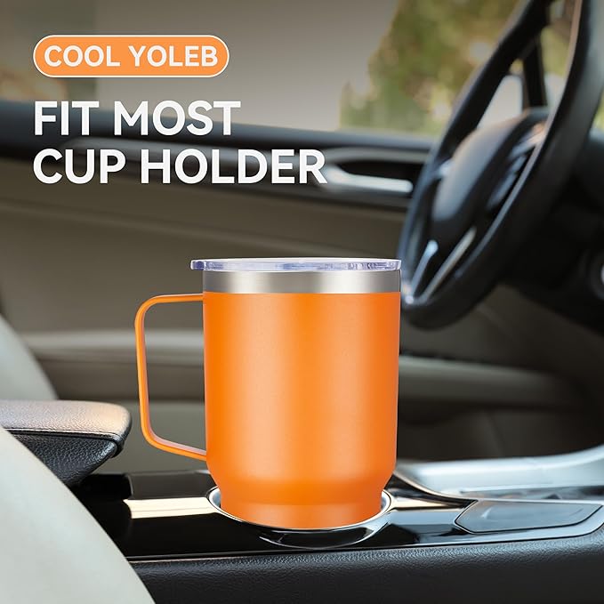 30 oz Tumbler with Handle and Lid, Stainless Steel Tumblers Bulk Double Wall Vacuum Insulated Travel Mug Leak Proof Cup Keep Drinks Cold and Hot Orange, 8 Pack