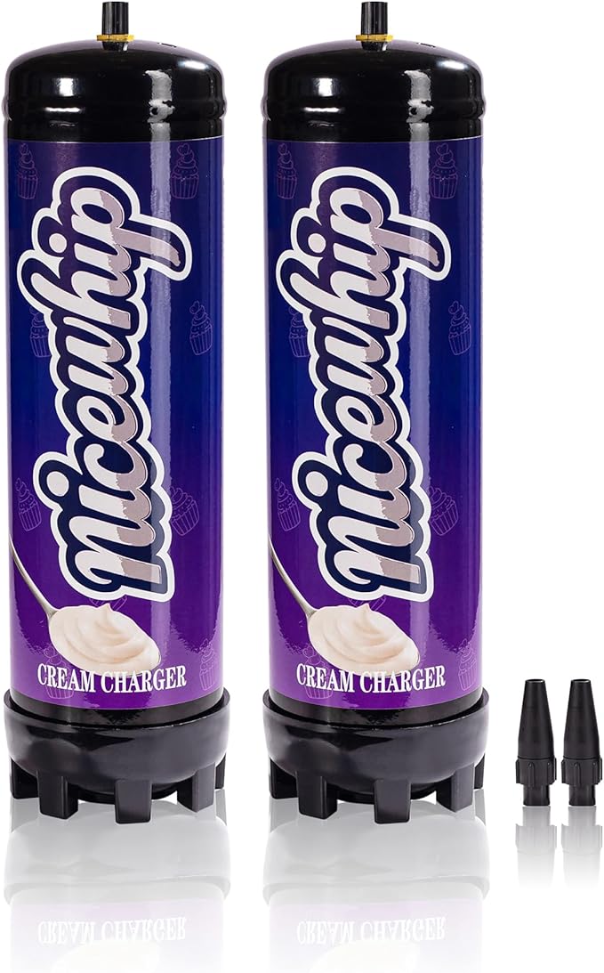 2.2L 1360G Whipped Cream Charger Tank (2Pack), Cartridges for Desserts & Cocktails, for Whipping Cream, Desserts, Culinary Foams - Food Grade, Easy Use, High Yield