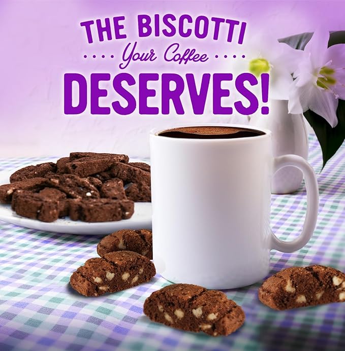 Cooper Street Twice-Baked Brownie Chocolate Biscotti Cookies (16oz each, Pack of 4) - 50 Two-Bite Mini Italian Style Snacks - Dairy-Free, Peanut Free, Kosher, Low-Calorie, Perfect with Coffee or Tea
