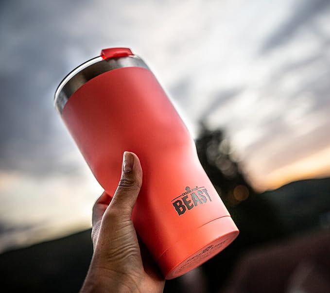 Beast 30 oz Tumbler Stainless Steel Vacuum Insulated Coffee Ice Cup Double Wall Travel Flask (Coral Pink)