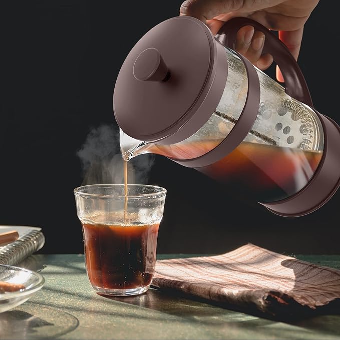 Utopia Kitchen 12 Ounce 0.35 Liter French Press Coffee Maker, Tea Maker, Travel Coffee Presses, Heat Resistant Thickened Borosilicate Coffee Pot for Camping Travel Gifts, Deep Taupe Pack of 1