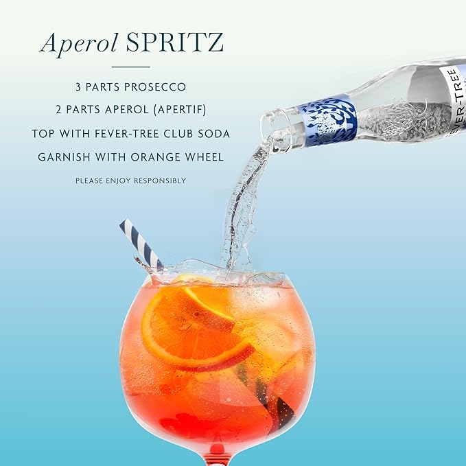 Fever-Tree Premium Club Soda, No Artificial Sweeteners, Flavourings or Preservatives, 6.8 Fl Oz (Pack of 24), Clear (A500115)