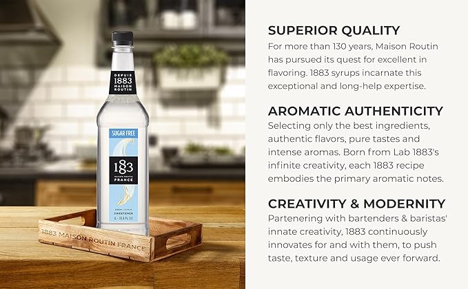 1883 Sugar Free Sweetener Syrup,Perfect Flavored Syrup for Hot & Iced Beverages,1 Liter Plastic Bottle