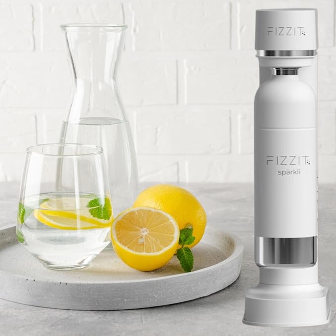 FIZZIT Fizz & Flavor Spark Bundle | Soda Maker with 12-Flavor Drink Mix Variety Pack & 1 CO? Cylinder | Customizable Carbonation, Eco-Friendly, No Electricity Needed