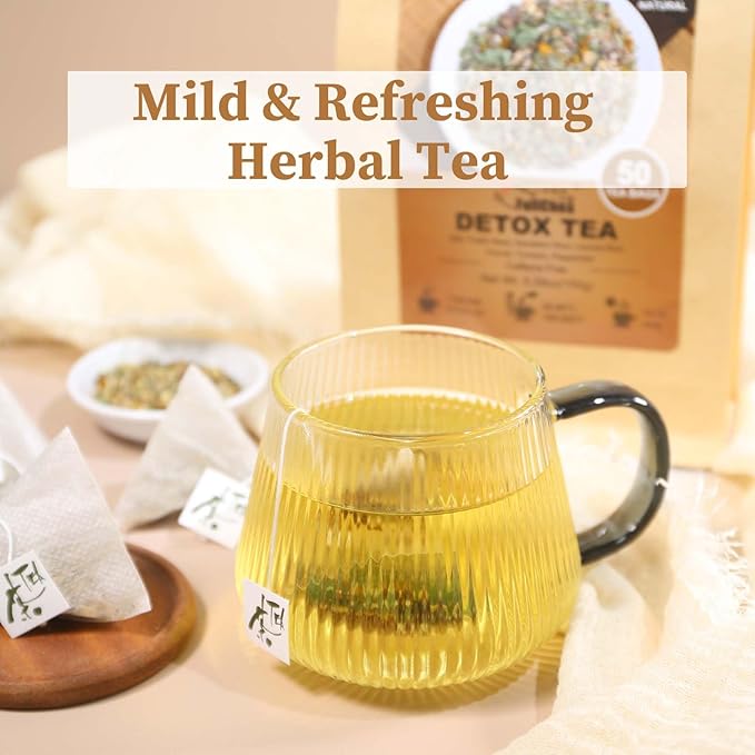 FullChea - Detox Tea Bags, 50 Teabags Liver Detox Tea, With Milk Thistle Seed, Dandelion Root, Licorice Root, Fennel, Turmeric, Peppermint - Liver Cleansing and Support