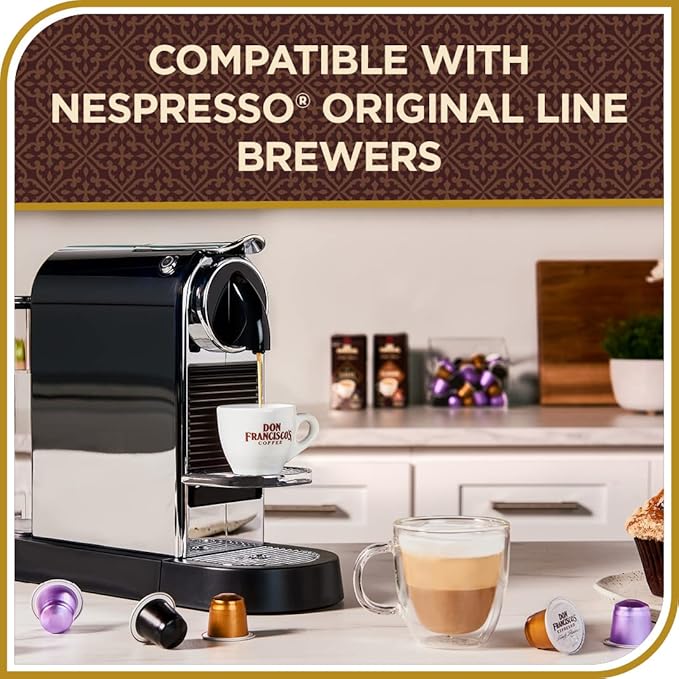 Don Francisco's Organico Espresso Pods: 80 Dark Roast Aluminum Capsules, Intensity 7, Compatible with Nespresso Original Line Machines - Bold Cuban-Style coffee with Caramel Notes