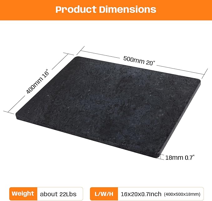 Black Marble Cutting Board For Kitchen, Large Marble Slab Pastry Board With Non-Slip Feet For Baking, Cheese, Charcuterie, Chocolate, 16x20 Inch, Pack Of 1 Piece