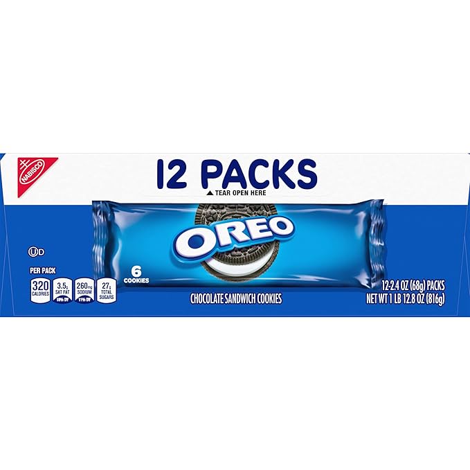OREO Chocolate Sandwich Cookies, School Lunch Box Snacks, 2.4 Ounce (Pack of 12)