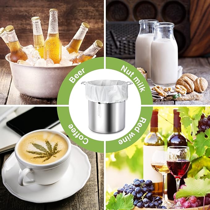 Chumia 20 Pack Brew Bags Reusable Extra Large 26 x 22'' Fine Mesh Strainer Cold Brew Filters Drawstring Cheese Cloth Straining Bags Wine Making Supplies for Fruit Cider Beer