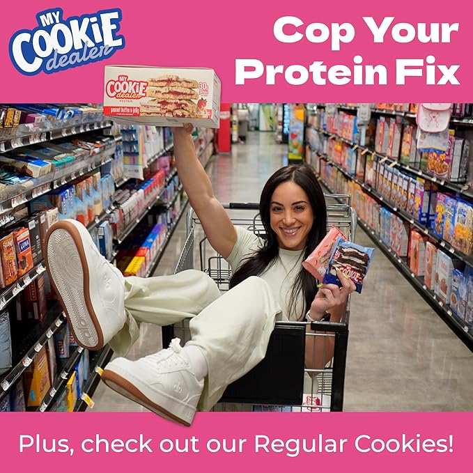 My Cookie Dealer Protein Cookies, Strawberry Creme (2.2oz, Pack of 6) - 15g Protein per Cookie - Individually Wrapped Workout Snacks for On-The-Go Travel