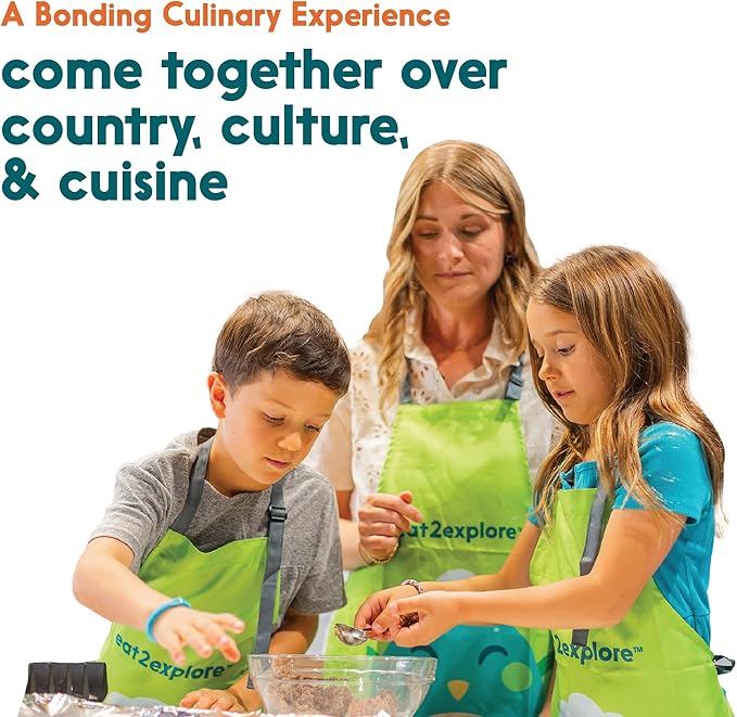 eat2explore Cooking Kits for Kids – Interactive & Educational Kids Cooking Sets Real for Ages 5 and Up,3 Recipe Cards & Global Ingredients – Fun Gift for Young Chefs (China Edition)