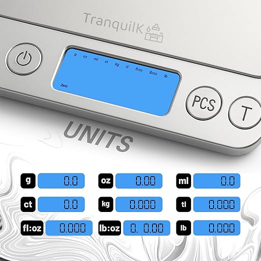 Rechargeable Digital Food Scale for Kitchen with Gram and Ounce – Smart Kitchen Scale for Food Products, Baking, Sourdough Bread Making, Cooking, Weight Loss, Jewelry & Packages (0.1g/5kg)