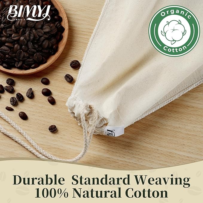 Reusable Cold Brew Bags & Cold Brew Coffee Bags Reusable - for Toddy Systems | 12.8 Inch Large 100% Natural Organic Cotton Cold Brew Filter Bags 2-Pack + 2 Bonus 304 Silver Spoons