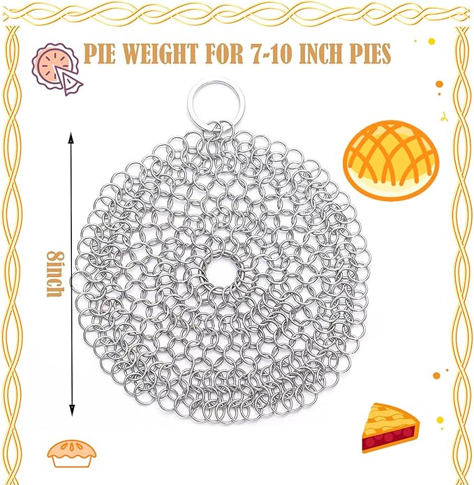 1 Pcs Stainless Steel Pie Weights, Universal Weights Suitable for 7-10 Inch Pies, Replacement for Traditional Ceramic Baking Weights, Suitable for Home Bakers and Professional Chefs