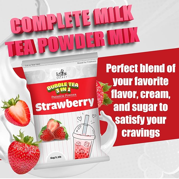 Fusion Select 2.2lb Boba Tea Powder Thai Tea Mix Flavored 3-in-1 Drink Powder with Cream & Sugar - Instant Pre-Mixed Beverage for Hot or Cold Blends or Yummy Frappes Bubble Tea