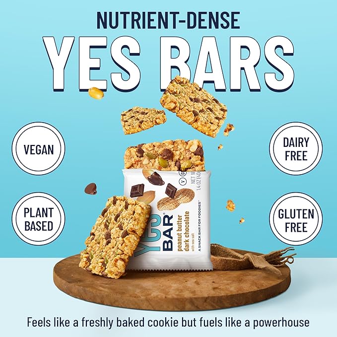 The YES Bar Peanut Butter Dark Chocolate – Plant Based Protein, Decadent Snack Bar – Vegan, Gluten Free, Dairy Free, Low Sugar, Healthy Snack, Breakfast, Low Carb, Keto Friendly (Pack of 6)