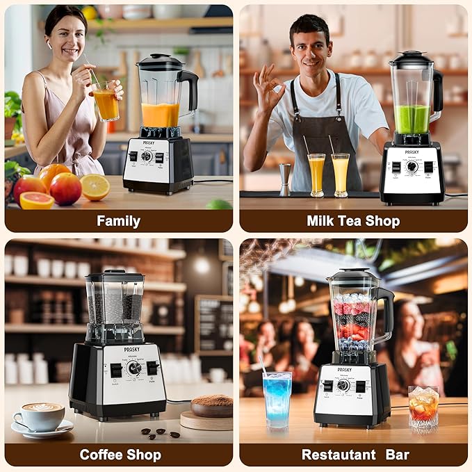 Blenders for Kitchen, Commercial Blender,2400W PRASY Food Processor with 101oz Juice & Grinder Jar, BPA-Free, 25000 RPM Blenders for Smoothies, Ice Crushing, Frozen Fruit (White, 2L)