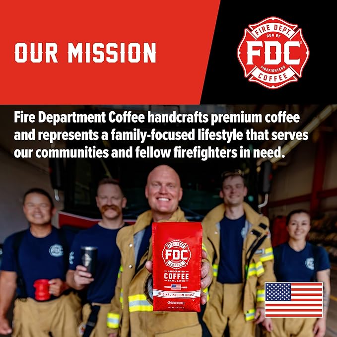 Fire Department Coffee - Gives Back to Firefighters - Bold & Smooth Shellback Espresso Ground Coffee - Roasted in the USA - Veteran Owned - 12 oz