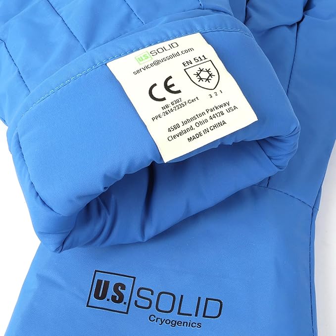 U.S. Solid Cryogenic Gloves, Liquid Nitrogen Protection, -319°F, Low Temperature Resistant, CE EN511 Certified