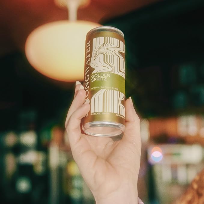 Strongwater Non Alcoholic Bitters & Soda - 12 Pack Cans (8.4 Fl Oz Each) - Premium Non Alcoholic Drinks - Ready to Drink Bitters and Soda, Alcohol Free Drinks, Sugar Free with Soda & Chai Spice Blend