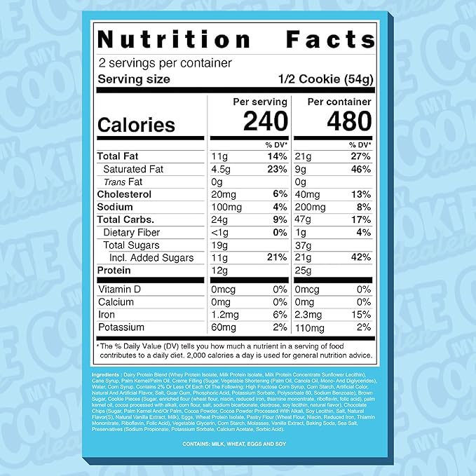 My Cookie Dealer Protein Cookies, Milk & Cookies (12-Pack, 3.8oz Each) - 25g of Protein per Cookie - Individually Wrapped Workout Snacks for On-The-Go Travel