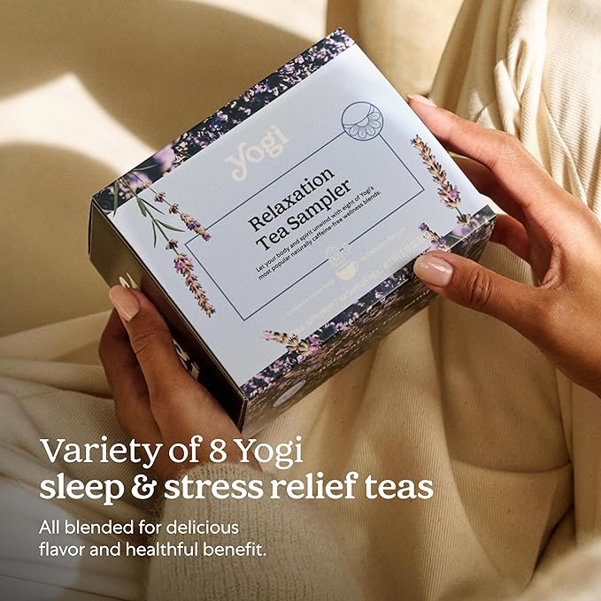 Yogi Relaxation Sampler Box (32 Tea Bags) - 8 Favorite Herbal Teas for Stress Relief & Sleep - Organic & Caffeine Free