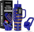 Coldest 40 oz Tumbler with Handle and Straw - 100% Leak Proof Insulated Tumbler with Lid and Straw (3 Lids) - Stainless Steel Tumblers for Women & Men - Cup Holder Friendly Base, 36 oz (The Democrat)