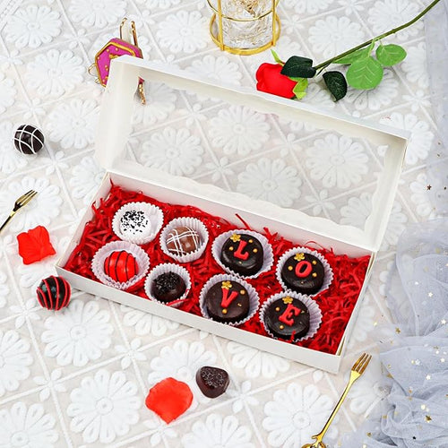 15PCS 12x5x1.5 Inch White Cookies Boxes with Window Bakery Boxes for Macaron,Cakesickle,Chocolate Truffle,Donut &Treat Boxes for Christmas Valentine's Easter Mother's Day