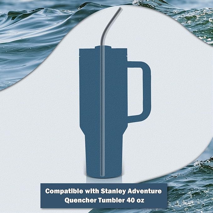 for Stanley Quencher 40oz Tumbler 6x Metal Stainless Steel Straws, 12inch Replacement Extra Long/Tall Straws for Stanley Cup 40oz Drinking Reusable Accessories (3x Straight & 3x Bent)