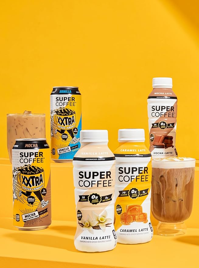 Super Coffee XXTRA, Keto Protein Coffee (0g Added Sugar, 7g Protein, 130 Calories) [Mocha] 15 Fl Oz, 12 Pack | Iced Smart Coffee Drinks - SoyFree GlutenFree