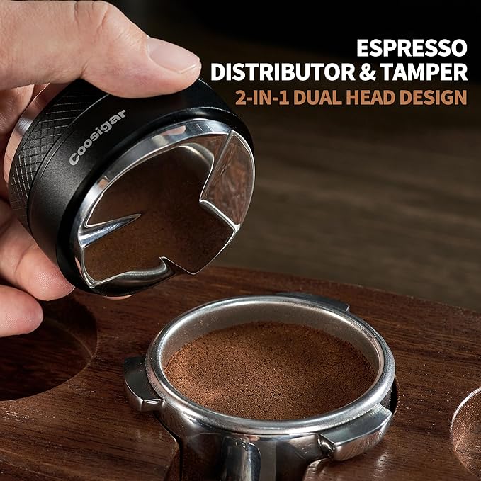 51mm Coffee Distributor and Tamper,Dual Head Coffee Leveler Fits for Delonghi 51mm Portafilter,Professional Espresso Hand Tamper.