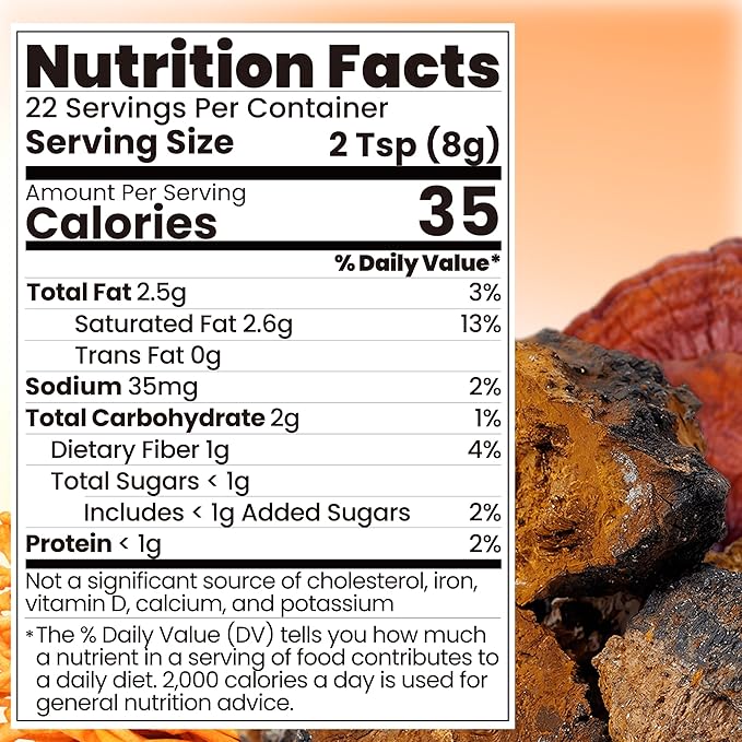 Mushroom Coffee Creamer, Orange Flavored, Probiotics, MCT Powder and 6 Mushrooms | Lion's Mane, Turkey Tail, Reishi, Maitake, Chaga, Cordyceps | Boosts Energy, Focus, Supports Immunity | Gluten-Free, Vegan, 6.35 Oz