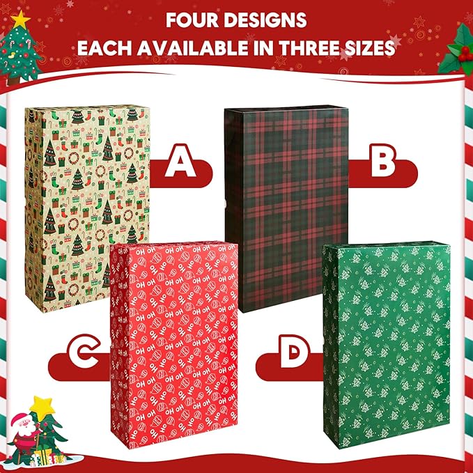 YANGTE 12 Pack Large Christmas Boxes for Presents, Assorted Sizes Christmas Gift Boxes with lids, 17" Premium Clothing Boxes for Robe and Shirt