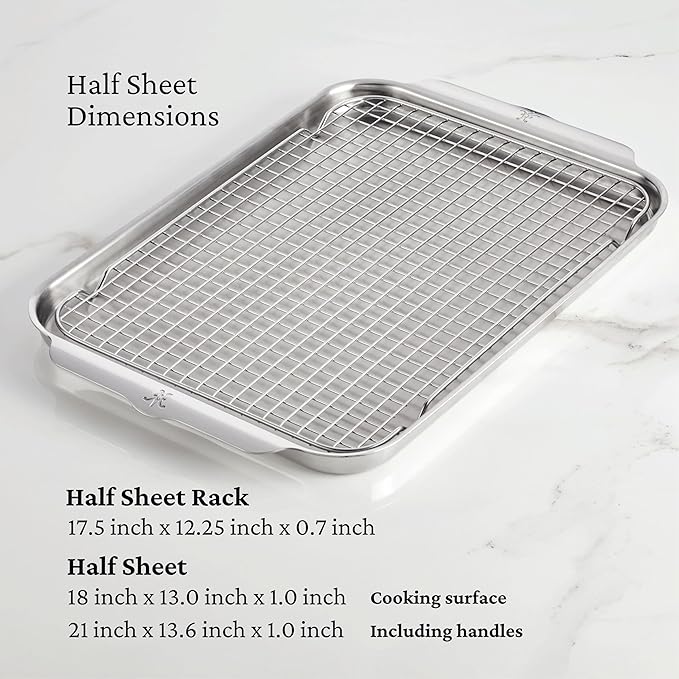 Hestan Provisions OvenBond – 4-Piece Tri-ply Sheet Pan & Stainless Steel Cooling Rack Set