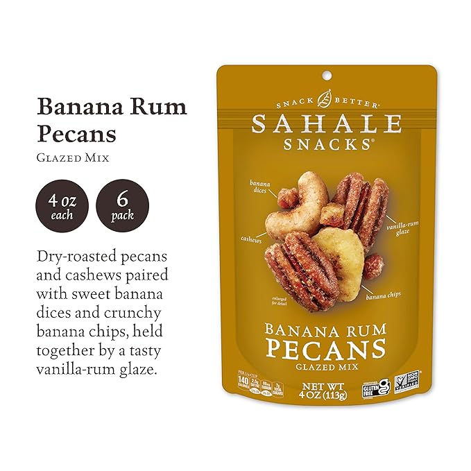 Sahale Snacks Glazed Mix, Banana Rum Pecans, 24 Ounce