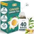 LeafLea Ginger Green Tea, 40 Individually Wrapped Tea Bags of Soothing Green Tea Blend with Natural Ginger Root, Sweetened with Stevia, Supports Digestion and Immunity, Low Caffeine, Sugar-Free