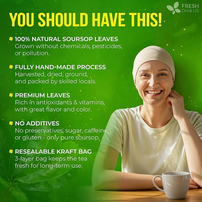 FreshDrinkUS, 240+ Premium Soursop Graviola Dried Leaves Tea, 230-250 Whole Soursop Leaves, Wildcrafted, Graviola , Guanabana , Hoja Guanabana, Loose Leaf Herbal , No Gluten, Vegan