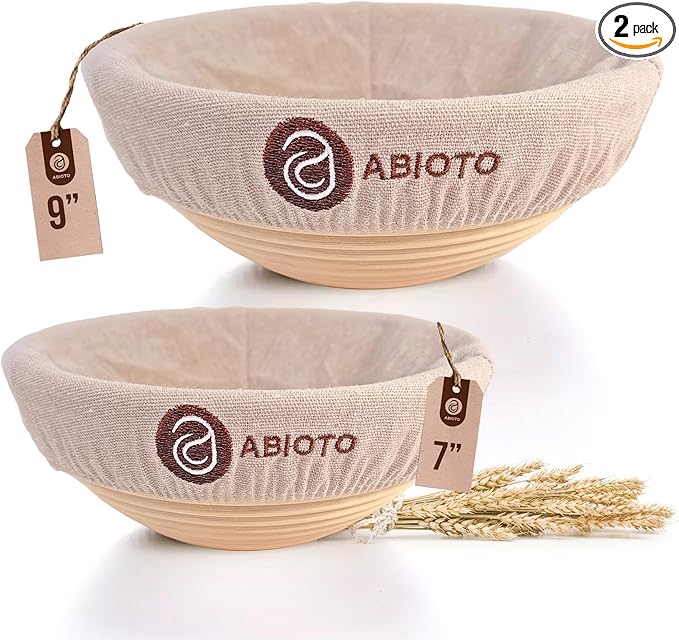 Bread Proofing Baskets for Sourdough Bread Baking - 7" and 9" Round Banneton Baskets with Liners, Made of the Finest Indonesian Rattan - Bake Perfect Artisan Bread Loaves at Home Like a Pro