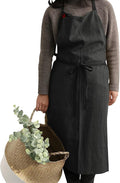 HANEE Kitchen Apron for Women & Men (9 Colors) Linen Cooking Aprons with pocket