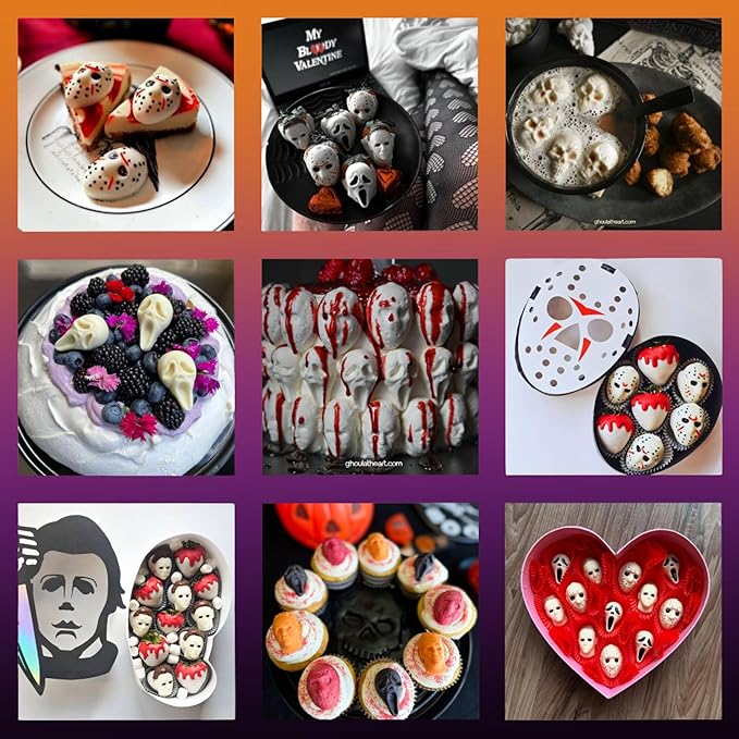 ShapedIceMolds Horror Movie Character Molds – Halloween Silicone Molds for Chocolate, Candy, Soap, Fondant, Resin, Crafts – 3D Creepy Scary Film Icons for Party Treats & DIY Decor (Gray)