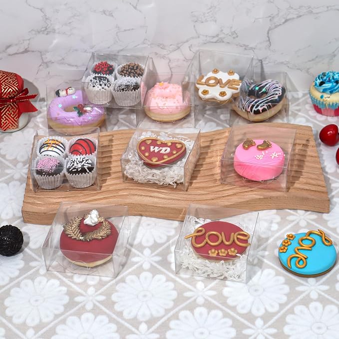 90pcs Clear Plastic Bakery Boxes (4x4x2 Inch) - Perfect for Wedding & Party Treat Favors