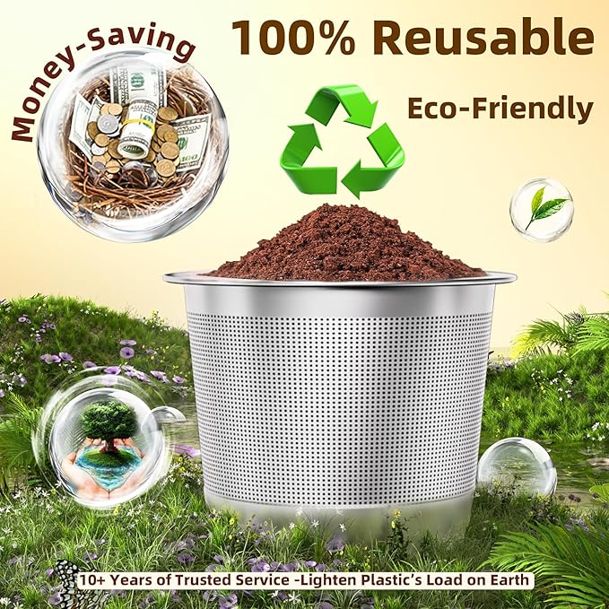 4 Pack Reusable K Cups Coffee Pods for Keurig 1.0: Stainless Steel Refillable K Cups - Reusable Coffee Filters for Keurig Coffee Machine, BPA-Free, SUS 304‌, Scoop, Heat Resistant Handles