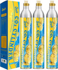 60L Threaded CO2 Cartridges Cylinder 14.5oz CO2 Canister Sparkling Water Carbonates Compatible with Soda Maker Set of 3